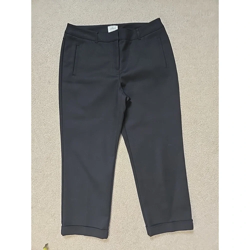 Chicos So Slimming 1 US 8 Capri Pants Black Cuffed Hem Womens Cotton Stretch